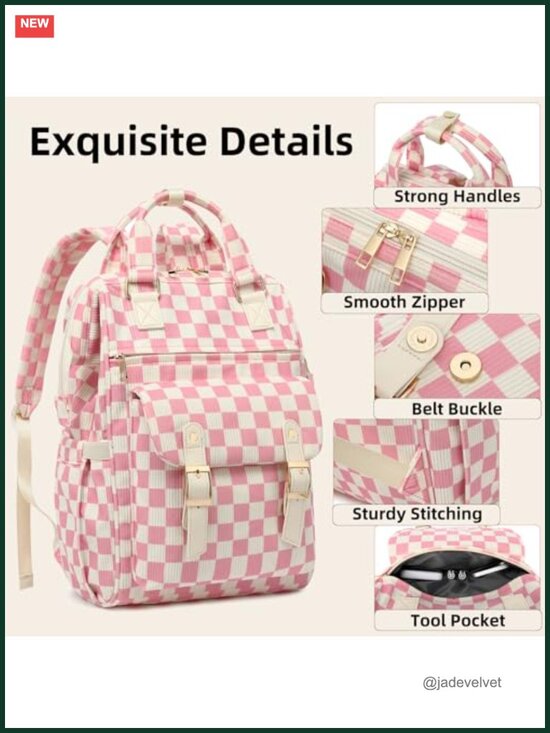 Corduroy Laptop Backpack 15.6 Inch Lightweight Padded Straps Camping Travel Work main image 5